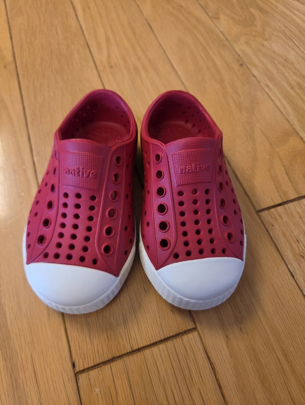 Native Kids Water Shoe Slip-On in Red with White Toe